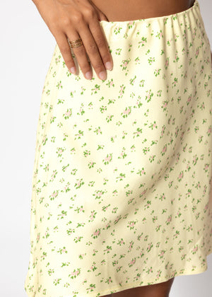 Rock with a floral print - butter yellow