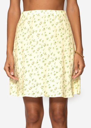 Rock with a floral print - butter yellow