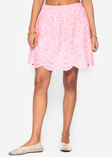 Rock mit Lochstickerei - rosa