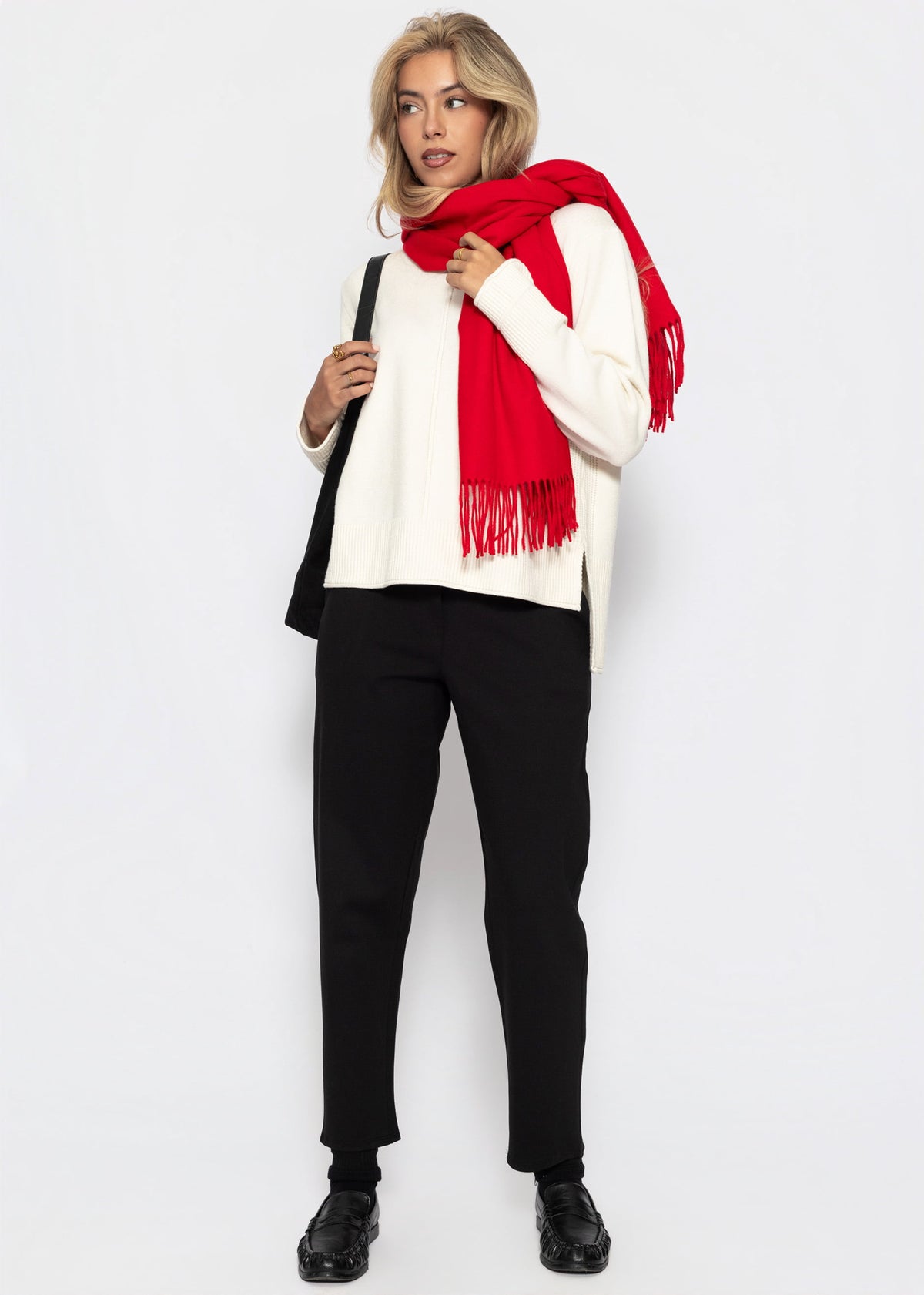 Rollkragenpullover mit Ziernaht - offwhite