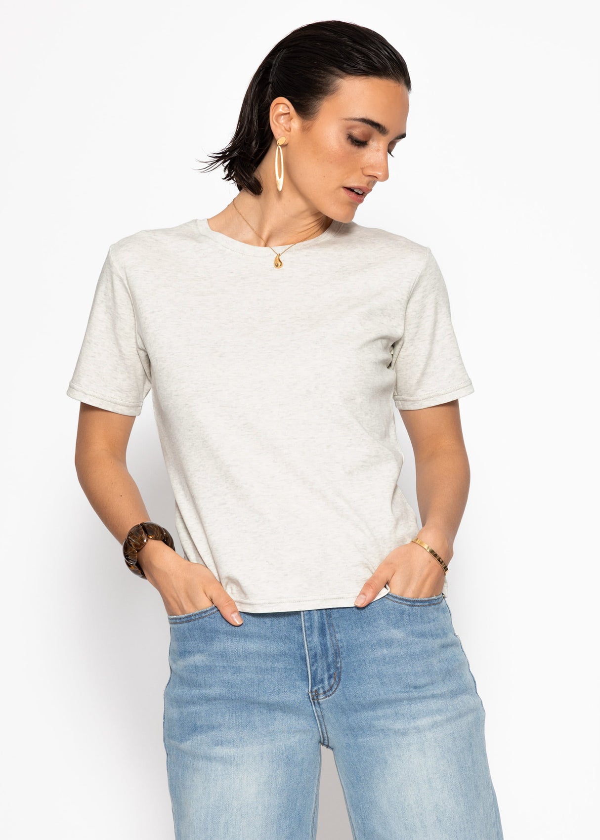 Rundhals T-Shirt - grau