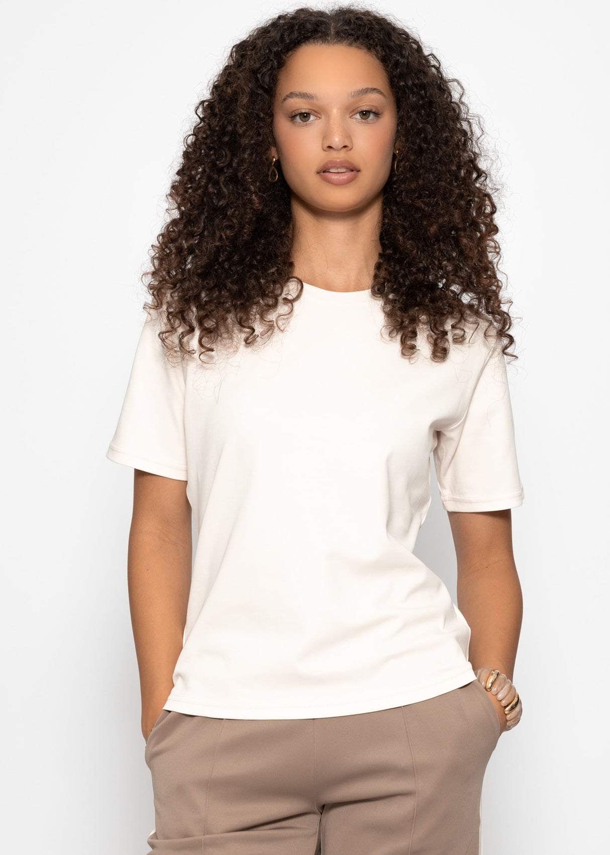 Round neck T-shirt - light beige