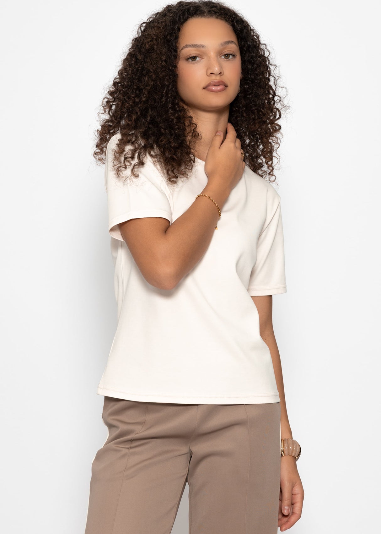 Round neck T-shirt - light beige