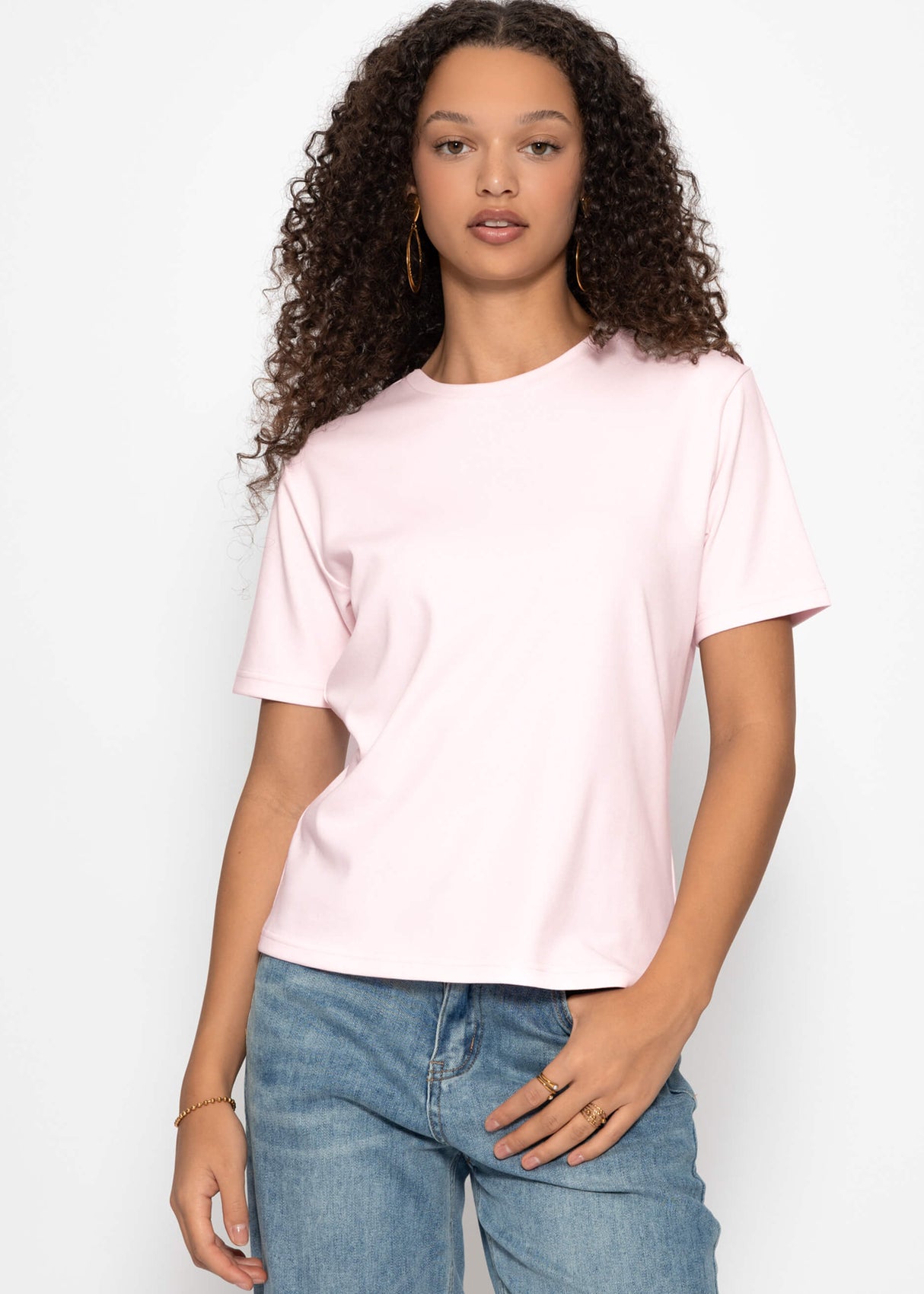 Rundhals T-Shirt - rosa