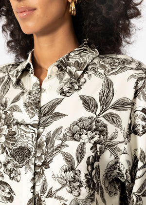Satin Bluse mit Print - offwhite-grau