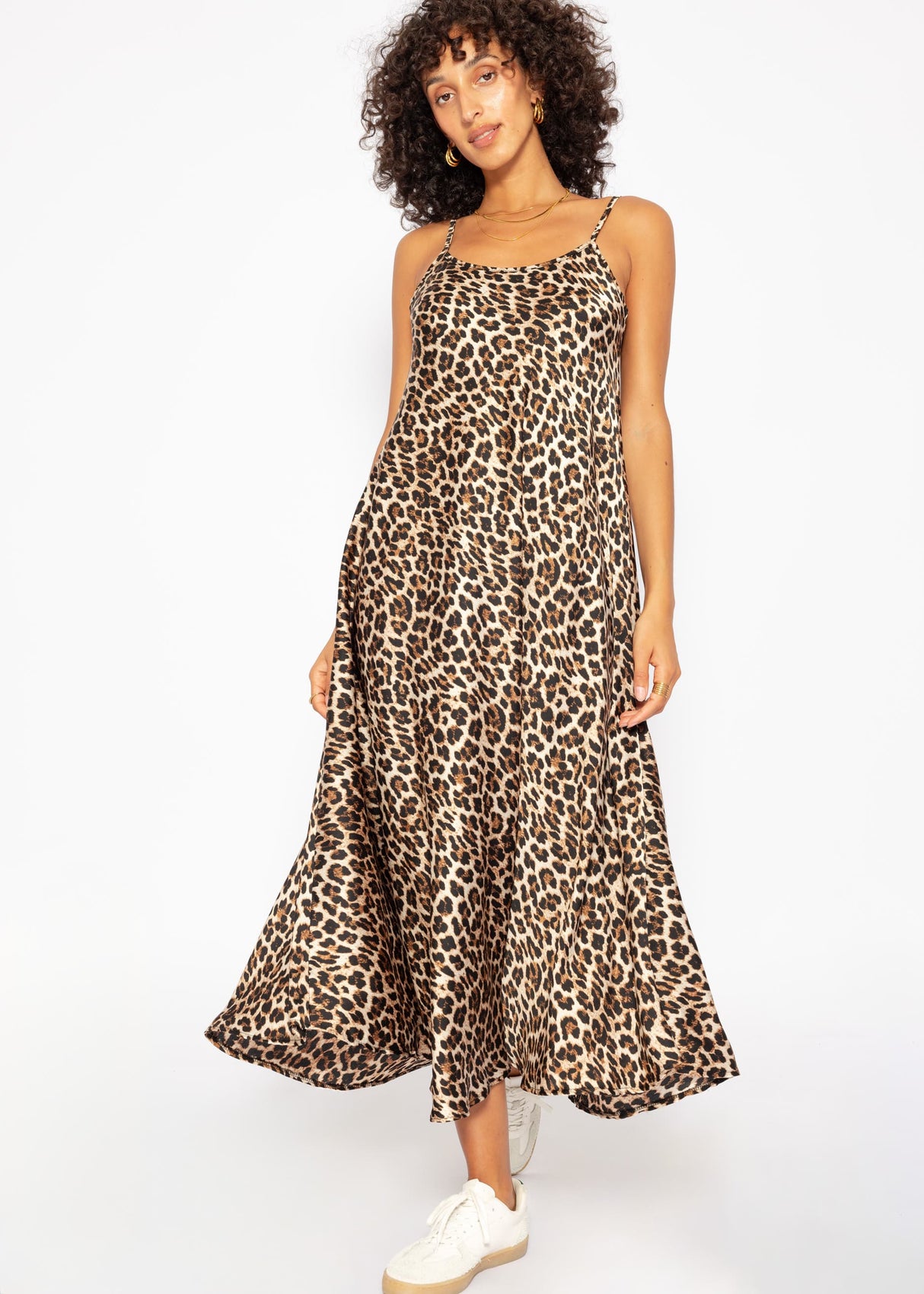 Satin dress in leopard print - brown