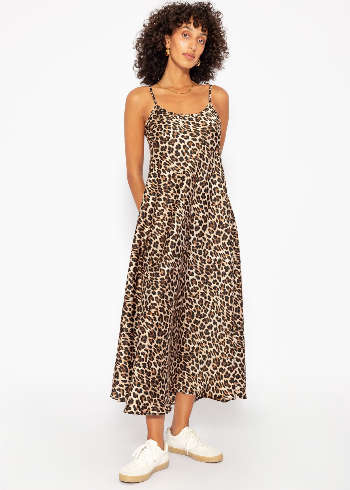 Satin dress in leopard print - brown