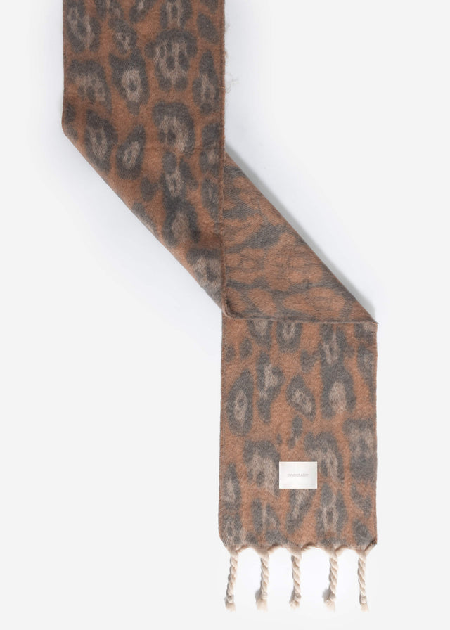 Schal mit Leo-Print - hellbraun
