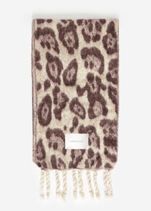 Scarf with leopard print - off-white-burgundy