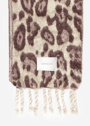 Schal mit Leo-Print - offwhite-burgundy