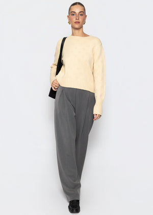 Schlupfhose mit Kellerfalte - grau