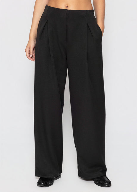Schlupfhose mit Kellerfalte - schwarz