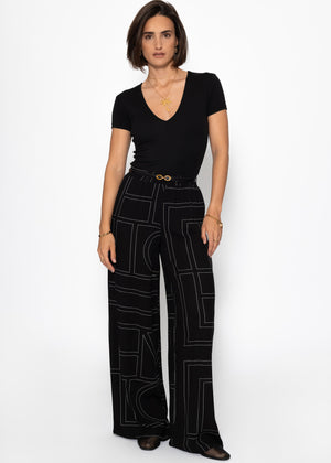 Schlupfhose mit Print - schwarz