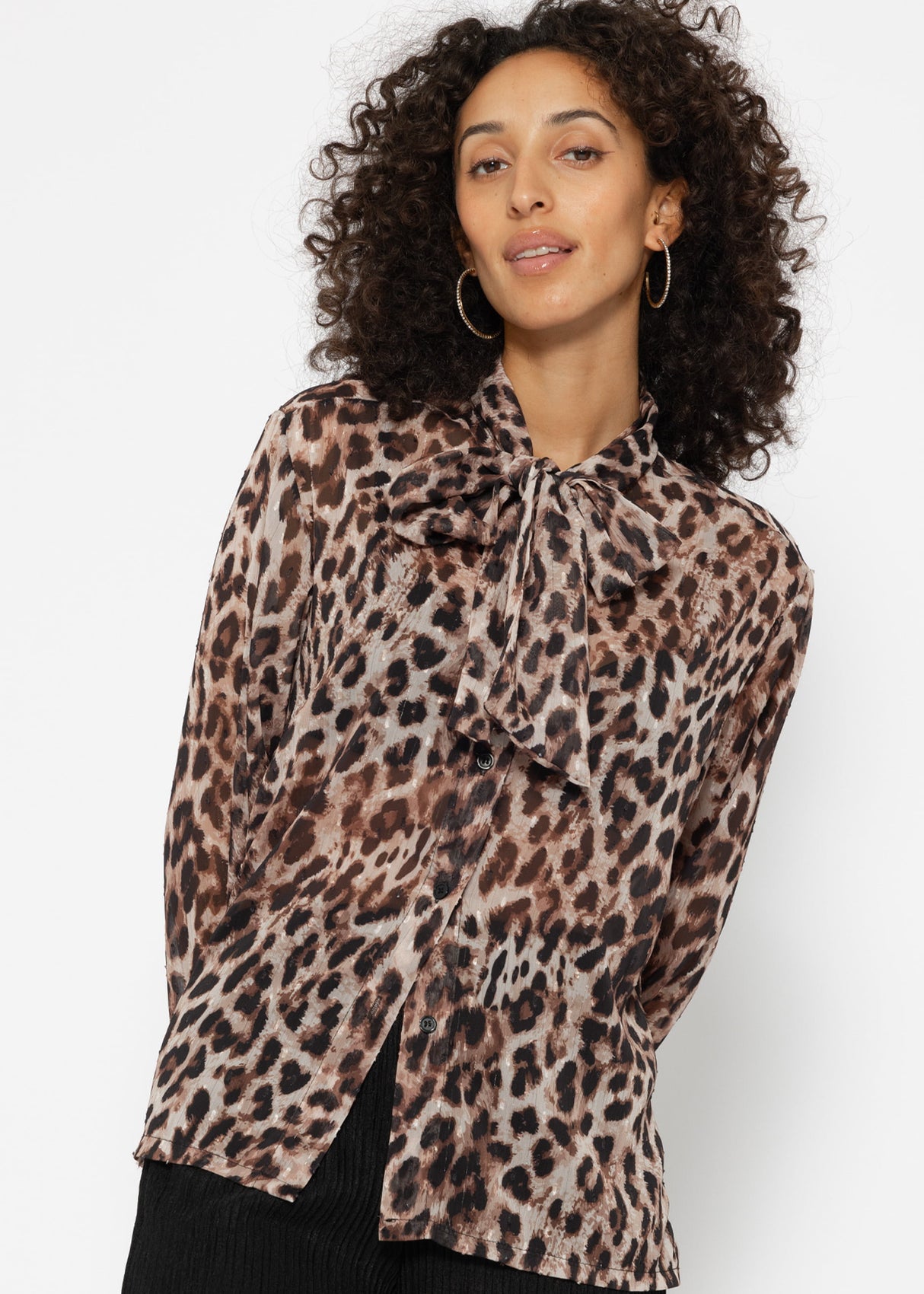 Bow-tie blouse in leopard print - brown