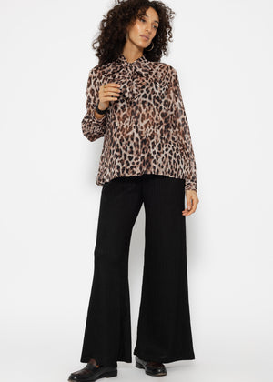 Bow-tie blouse in leopard print - brown