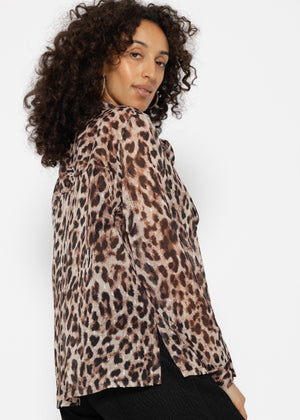 Bow-tie blouse in leopard print - brown