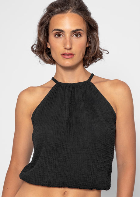 Off-the-shoulder muslin top - black by SASSYCLASSY
