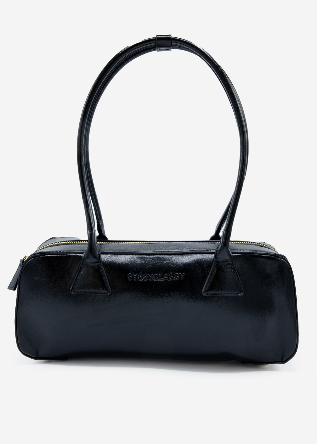 Schultertasche aus Kunstleder - schwarz