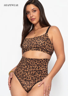 Sculpting Shapewear Pants mit String und Leo-Print - braun