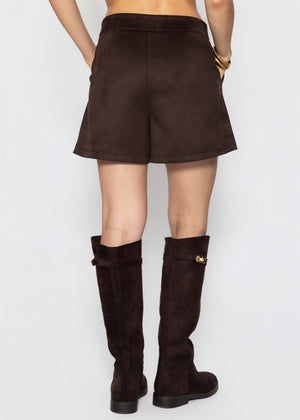 Shorts in Wildlederoptik - dunkelbraun