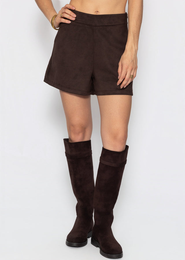 Shorts in Wildlederoptik - dunkelbraun