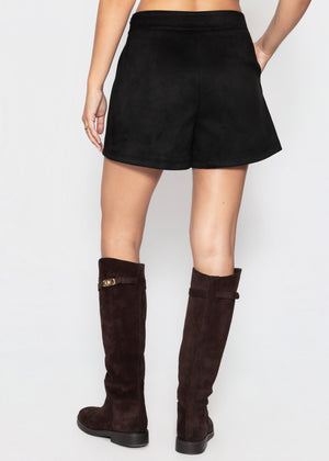 Faux suede shorts - black