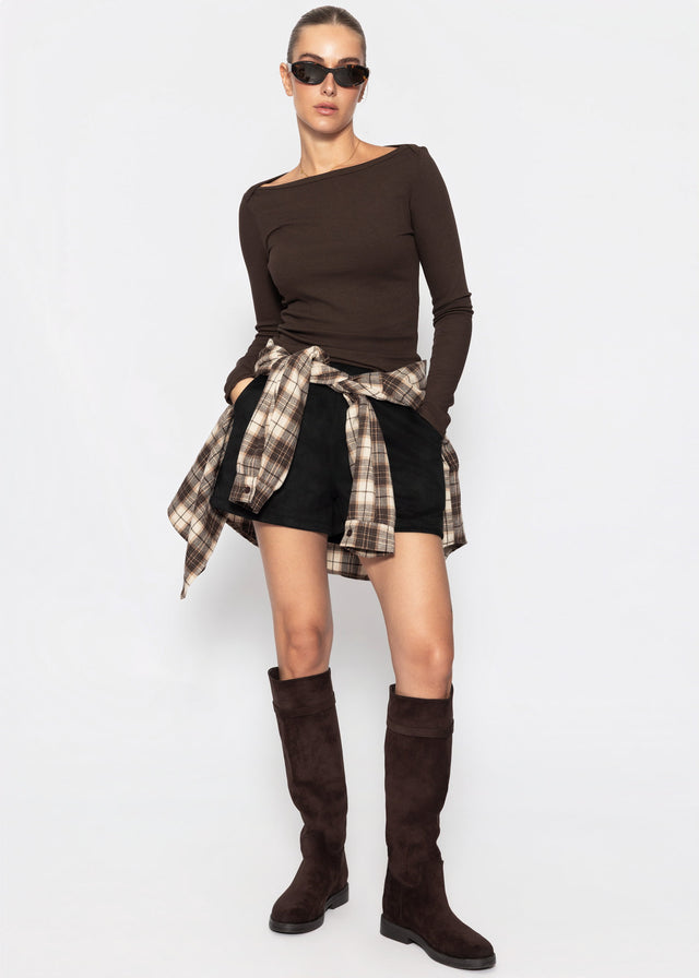 Shorts in Wildlederoptik - schwarz