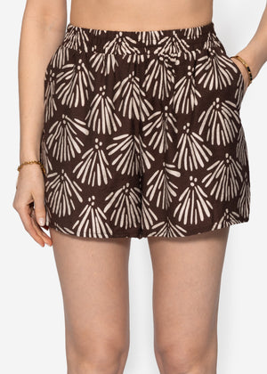 Shorts mit Muschel-Print - braun