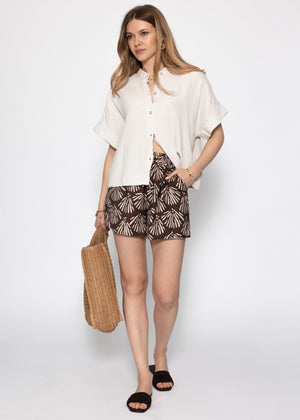 Shorts mit Muschel-Print - braun