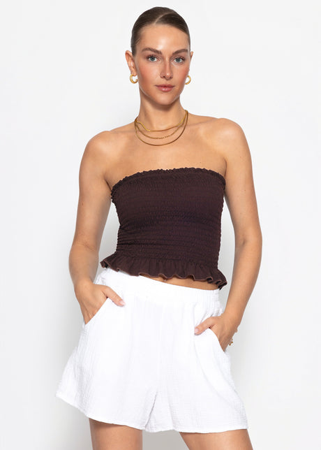 Smok Bandeau-Top - schokobraun von SASSYCLASSY