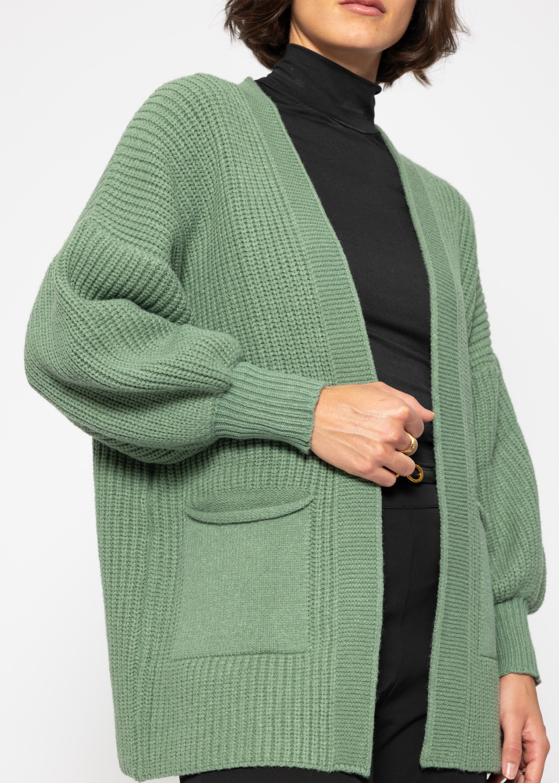 Soft Strick Cardigan mit Taschen grün – SASSYCLASSY