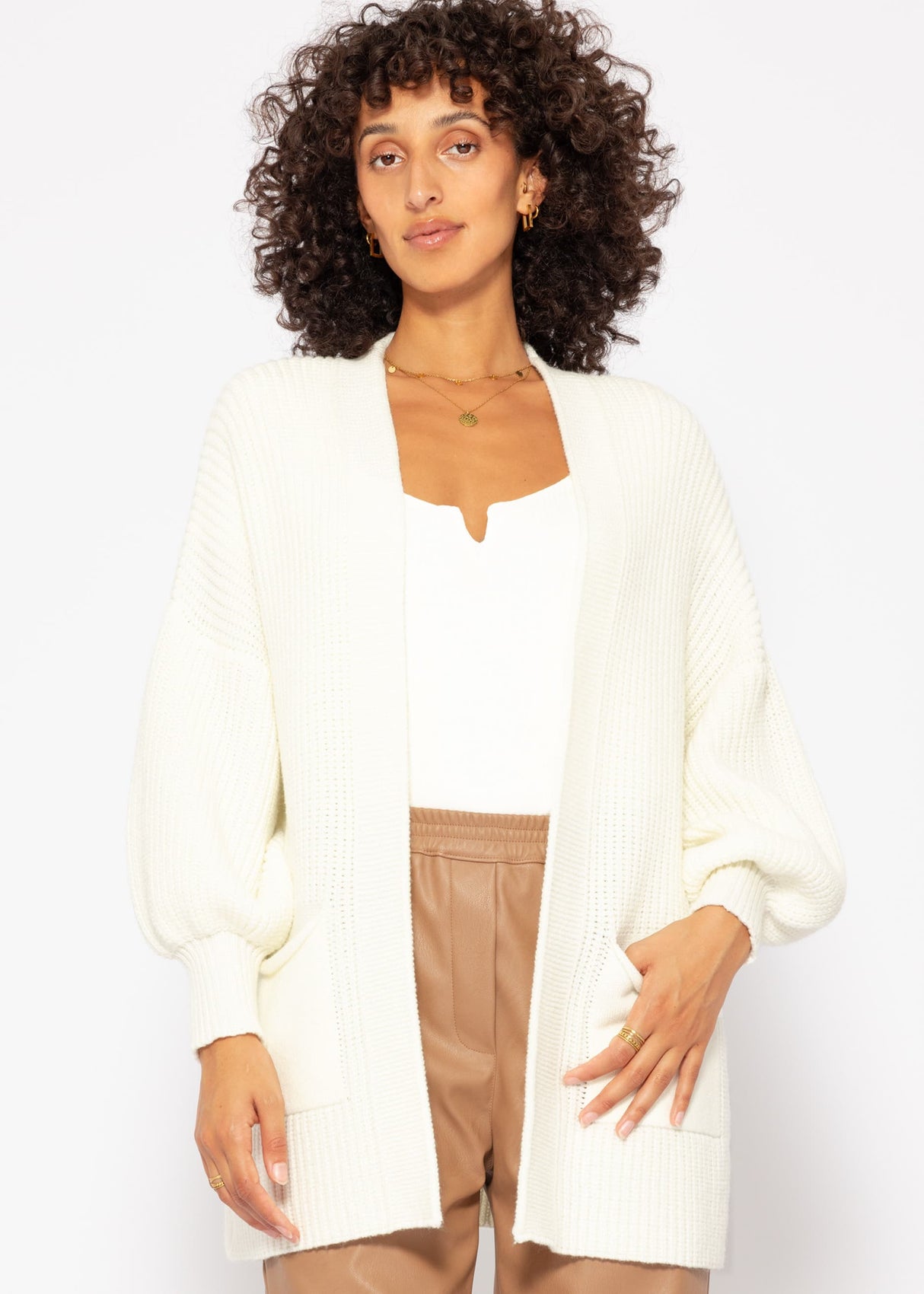 Soft Strick Cardigan mit Taschen - offwhite