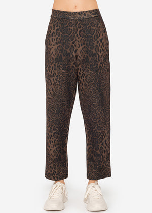 Softe Hose mit Leo-Print - schwarz-braun