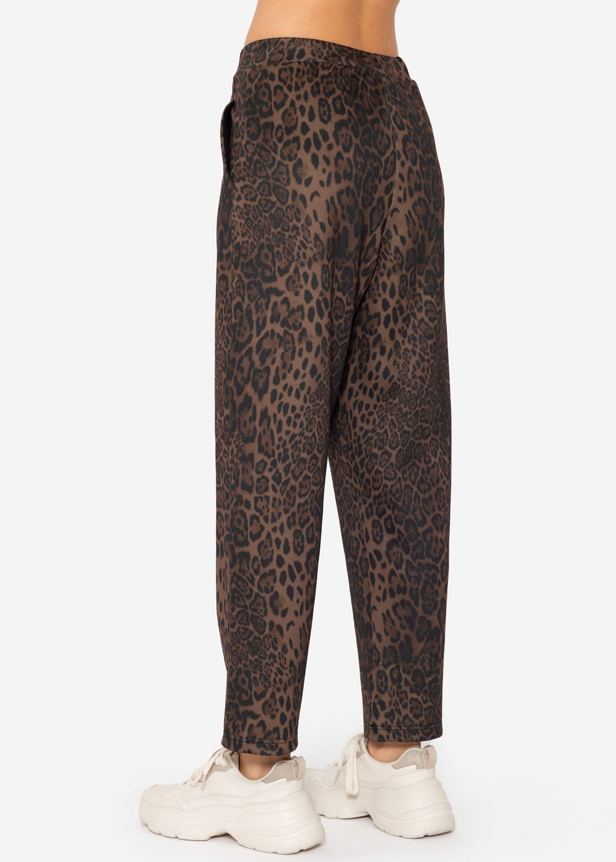 Softe Hose mit Leo-Print - schwarz-braun