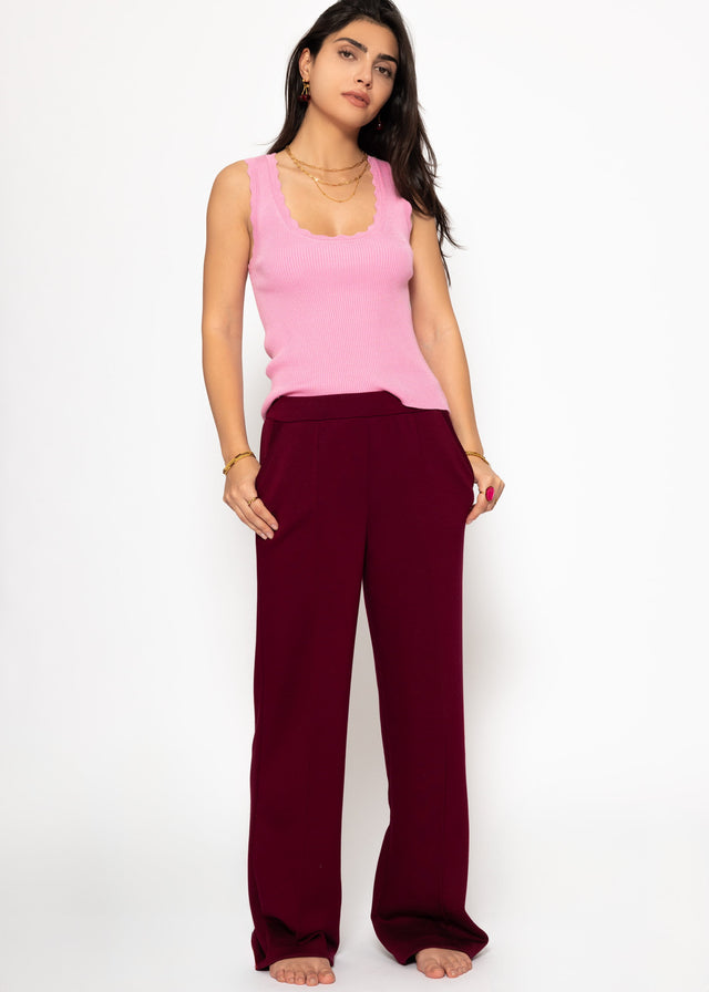 Softe weite Jogginghose mit Biese - burgundy
