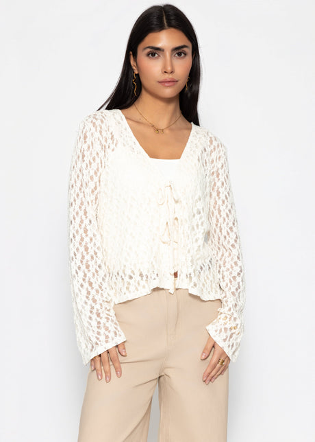 Spitzen Blusenjacke mit Bindebänder - offwhite by SASSYCLASSY