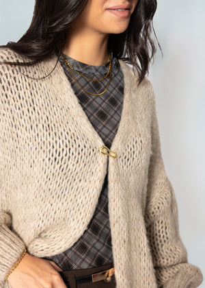 Statement Brosche in geschwungener Form - gold