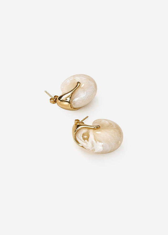 Statement Creolen - gold-offwhite