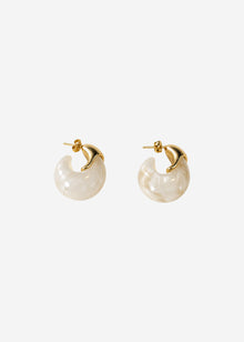 Statement hoop earrings - gold-offwhite
