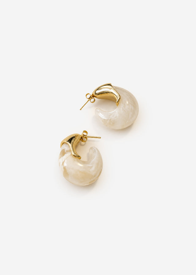 Statement Creolen - gold-offwhite