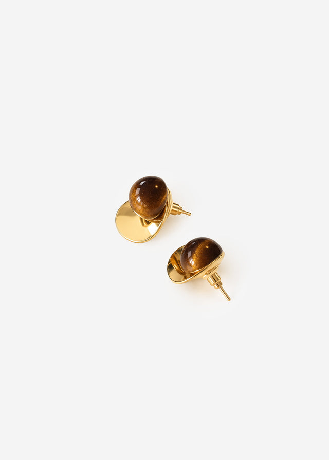 Statement-Ohrringe in Bernsteinoptik - gold