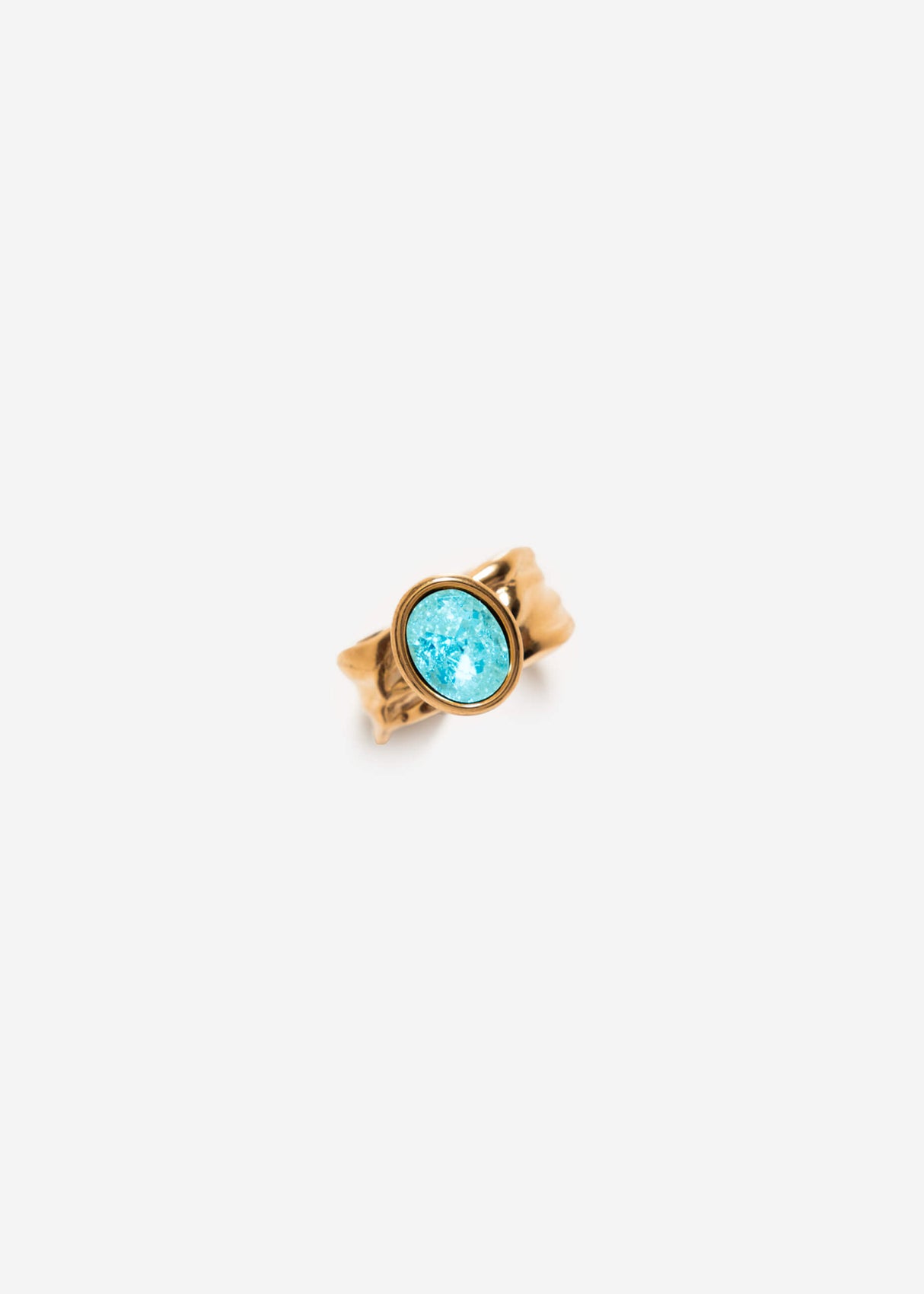 Statement ring with blue gemstone - gold