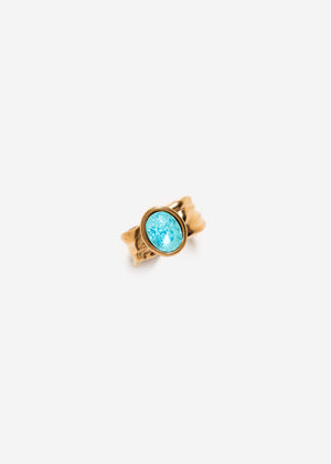 Statement ring with blue gemstone - gold