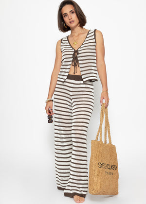 Strickhose mit geradem Bein - offwhite