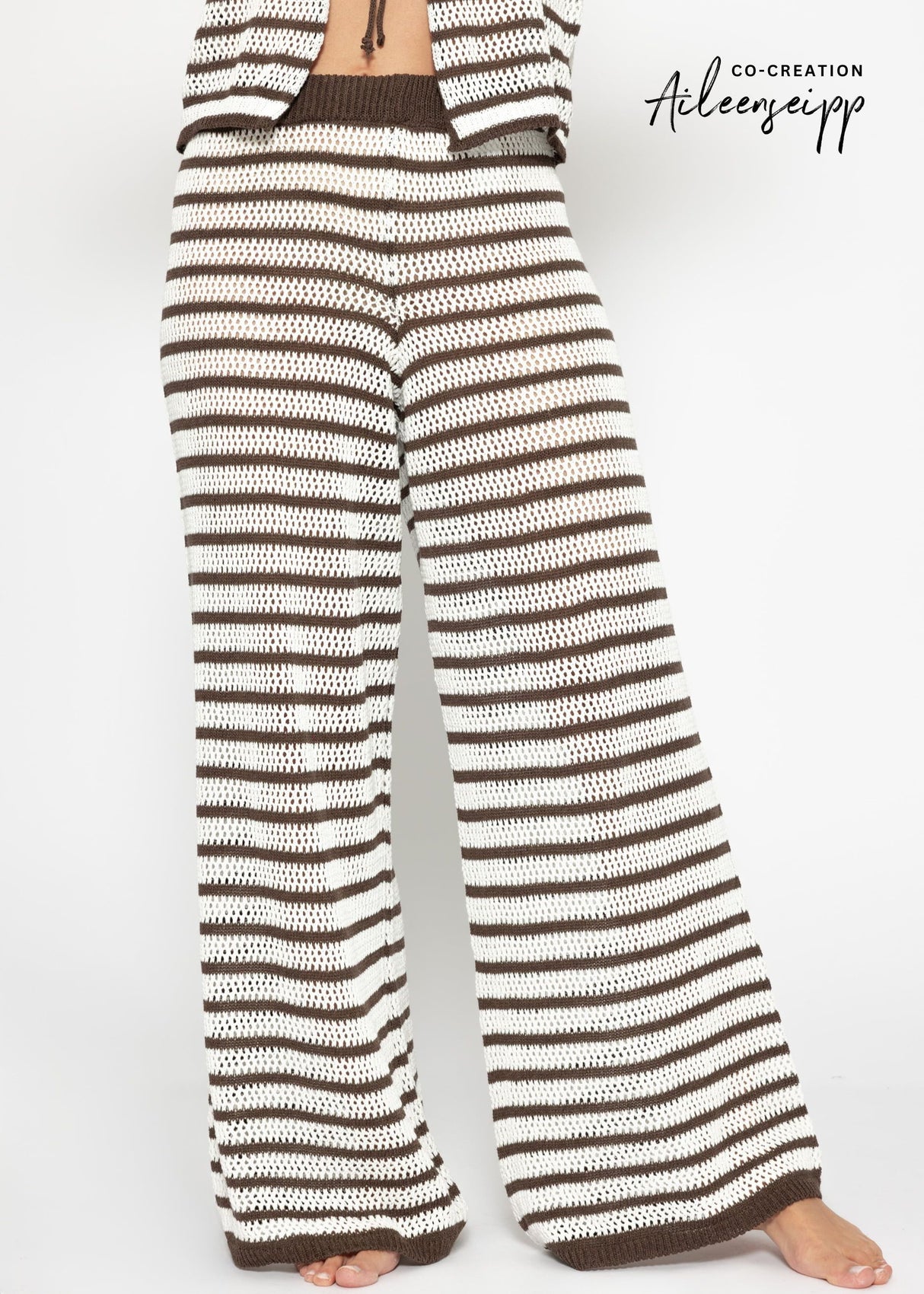 Strickhose mit geradem Bein - offwhite