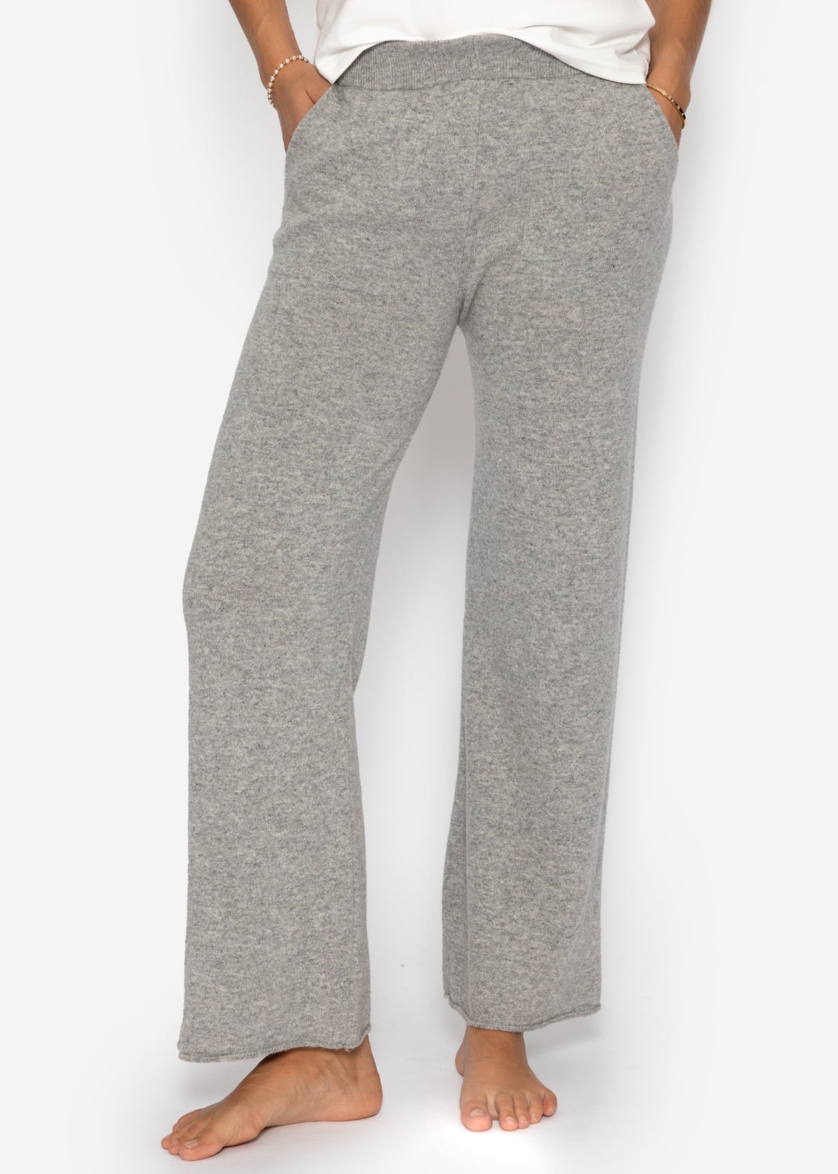 Strickhose mit Kaschmir - hellgrau
