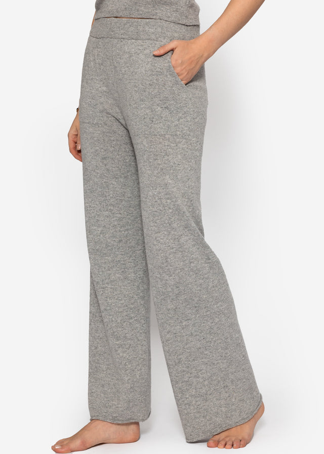 Knit trousers with cashmere - light grey