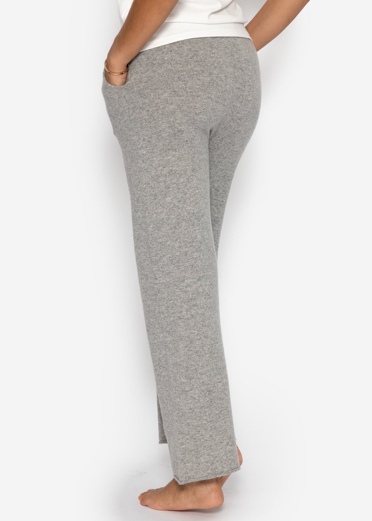 Strickhose mit Kaschmir - hellgrau