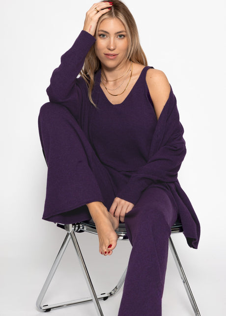 Strickhose mit Kaschmir - lila