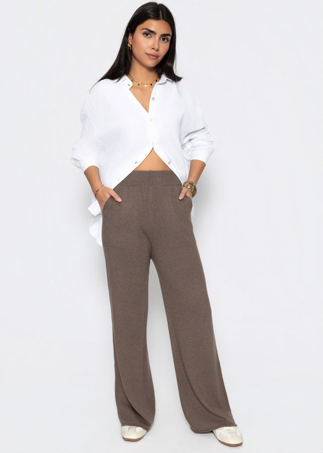 Knit trousers with cashmere - taupe